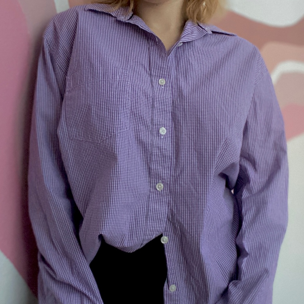 Men’s Purple Gingham Button Up